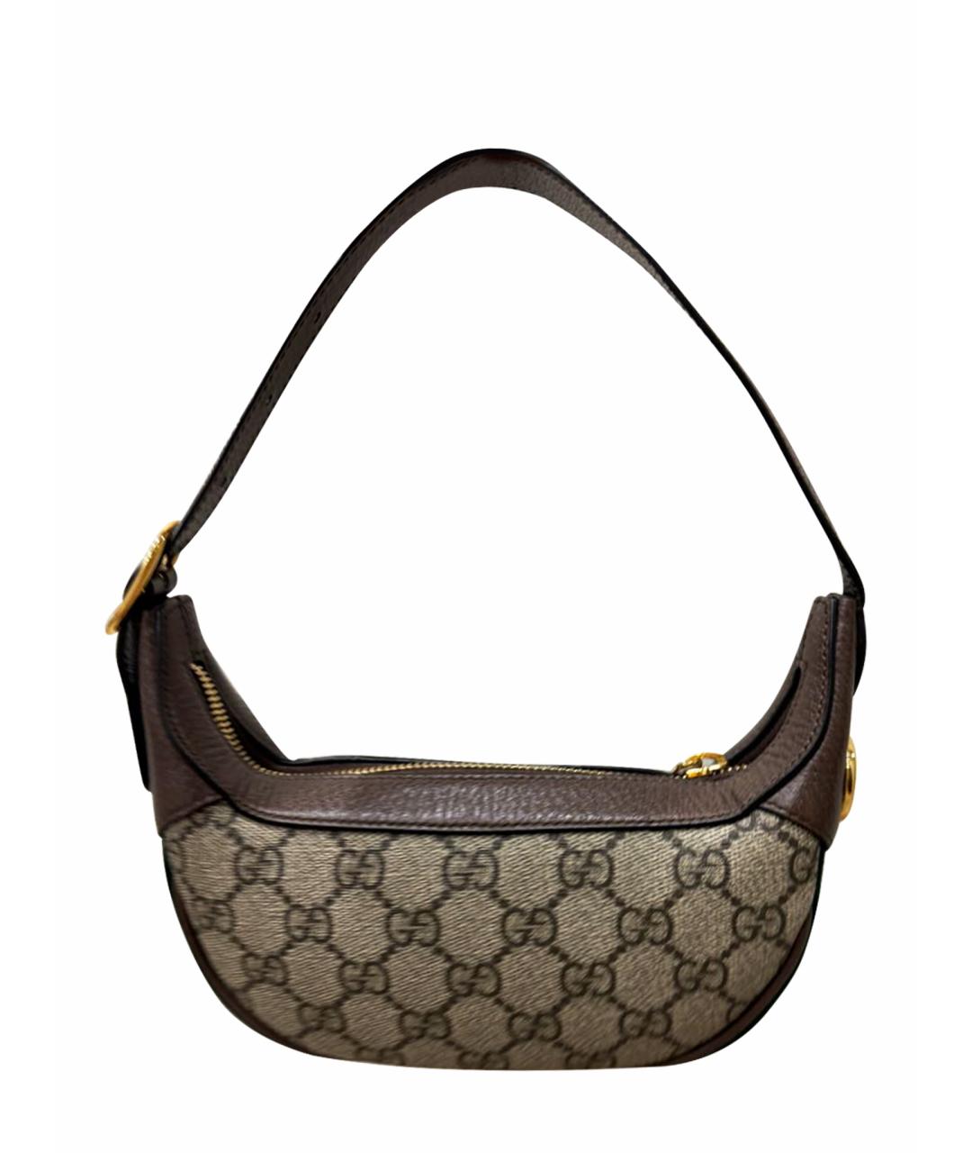 GUCCI Коричневая кожаная сумка с короткими ручками, фото 1