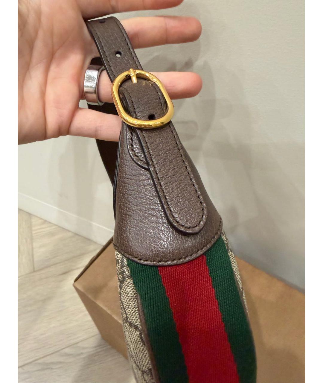 GUCCI Коричневая кожаная сумка с короткими ручками, фото 4