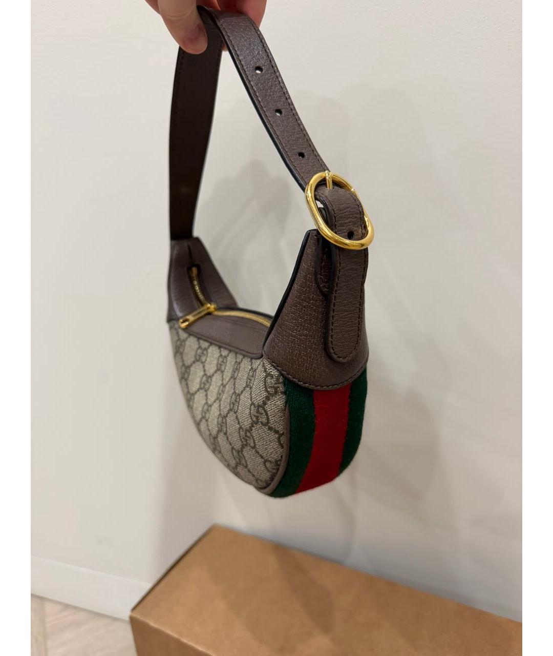GUCCI Коричневая кожаная сумка с короткими ручками, фото 2