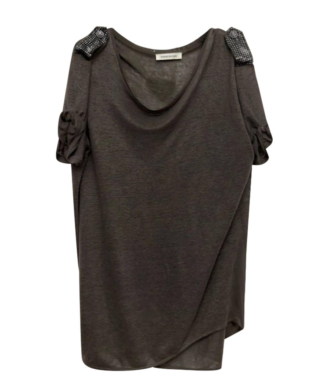 PIERRE BALMAIN Хаки льняная футболка, фото 1