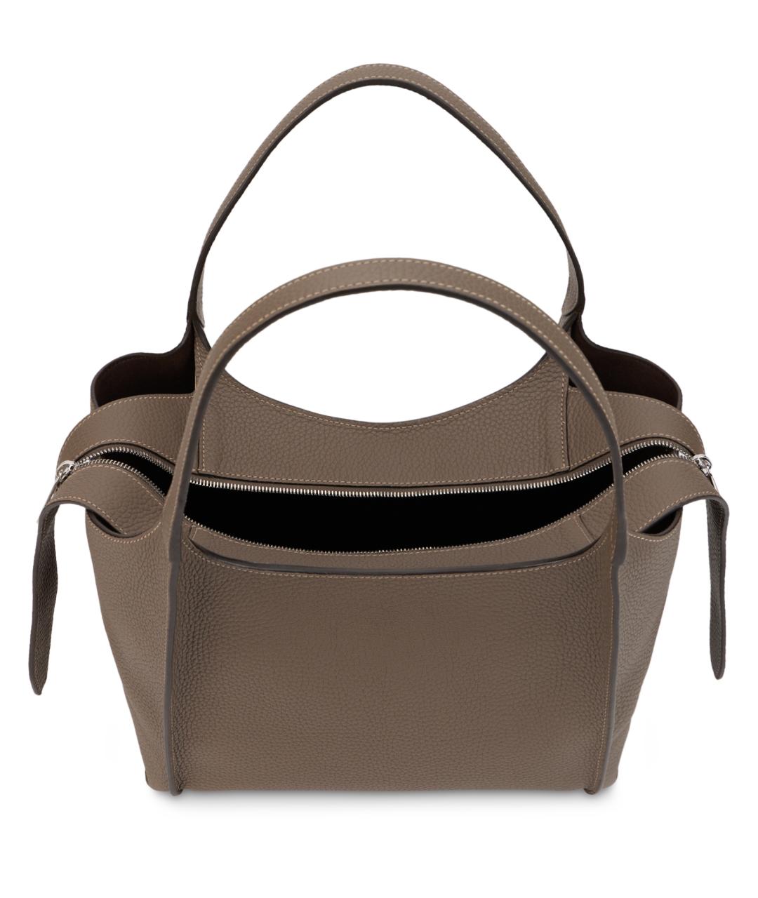TOD'S Бежевая кожаная сумка тоут, фото 4