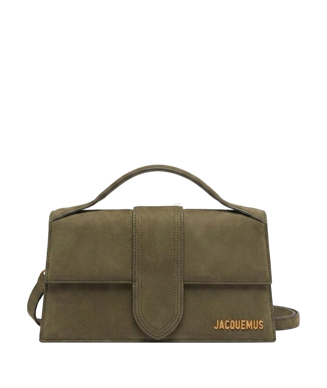 JACQUEMUS Хаки замшевая сумка через плечо, фото 1