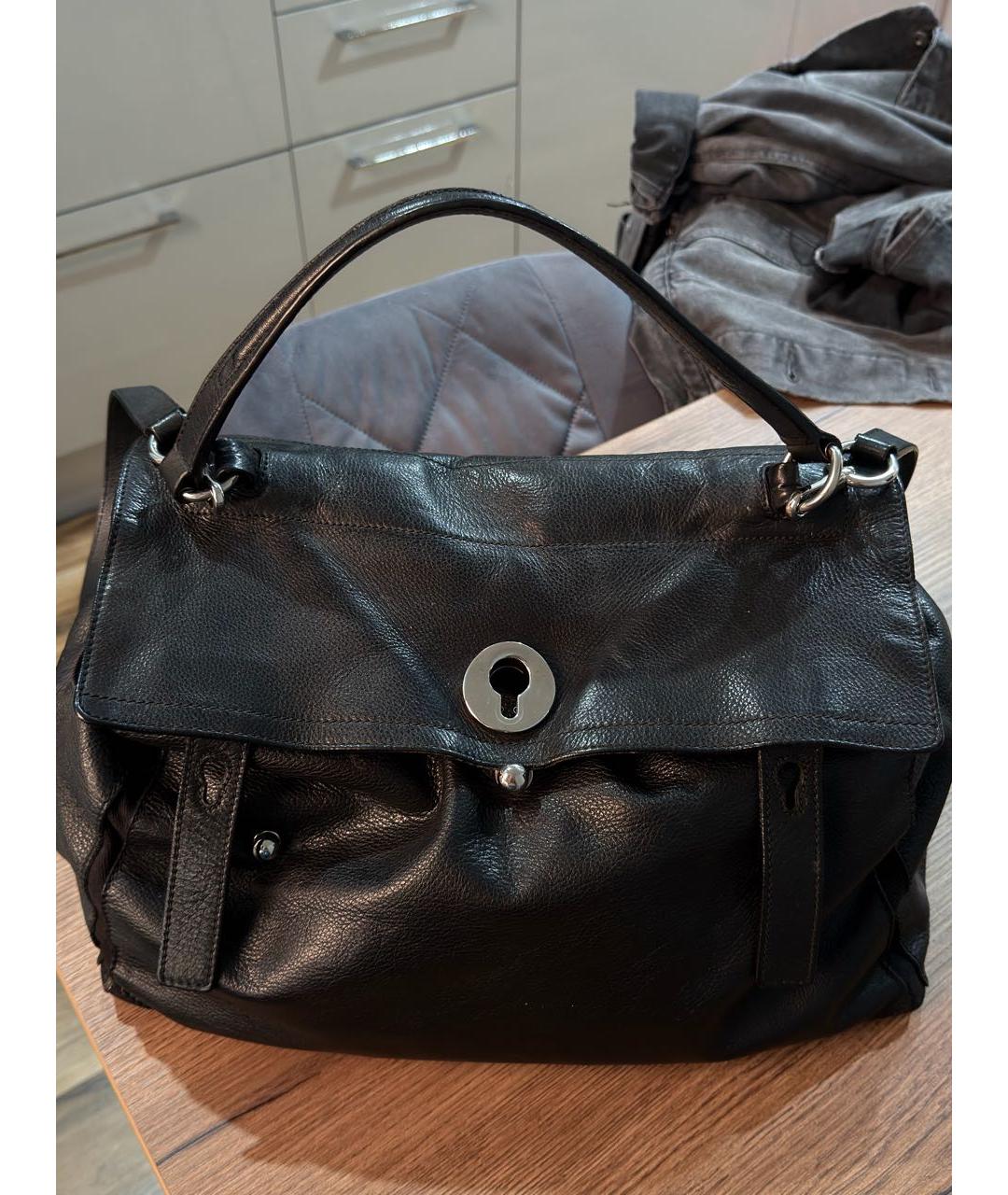 SAINT LAURENT Черная кожаная сумка с короткими ручками, фото 9