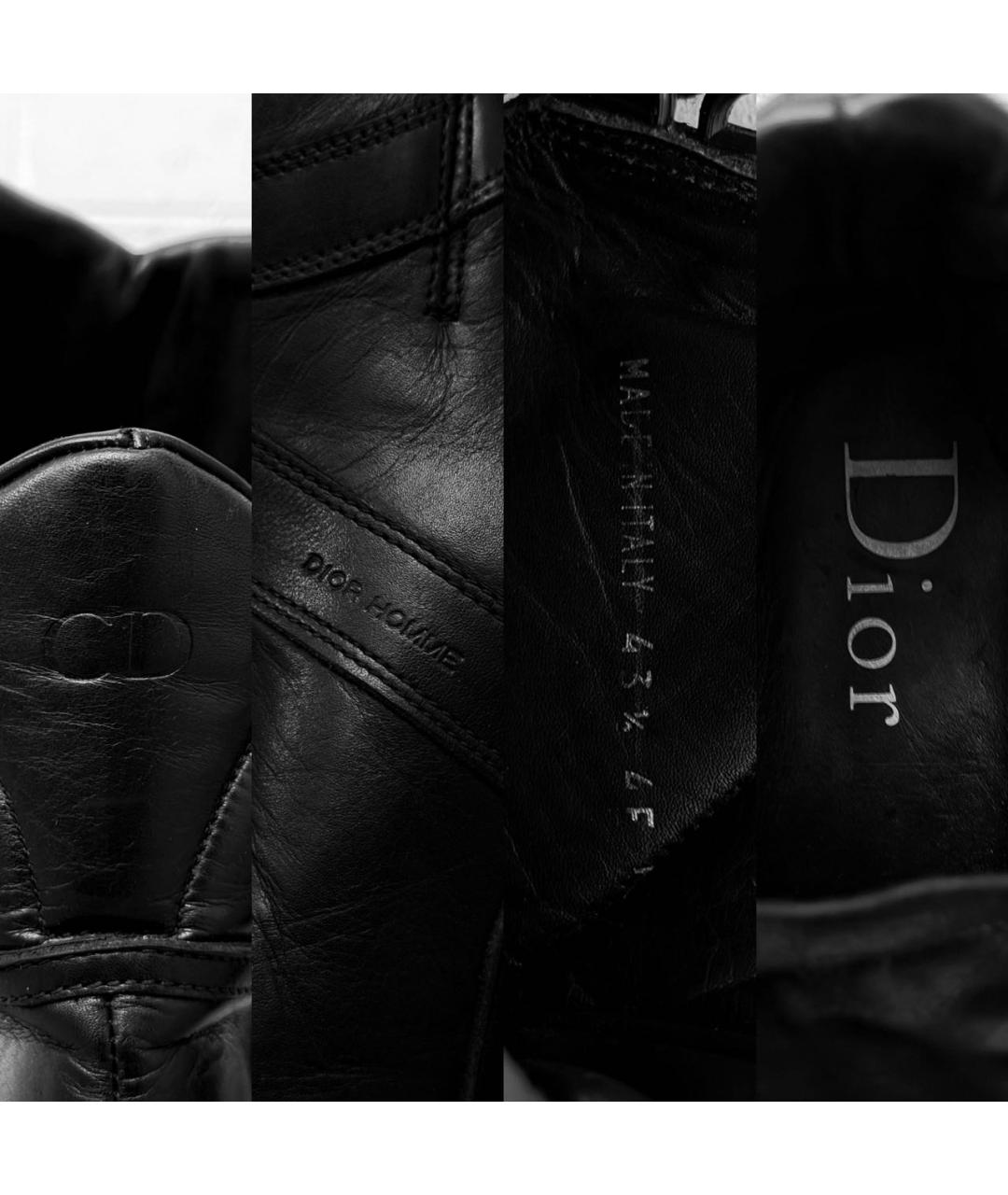 CHRISTIAN DIOR Черные кожаные высокие кроссовки / кеды, фото 4