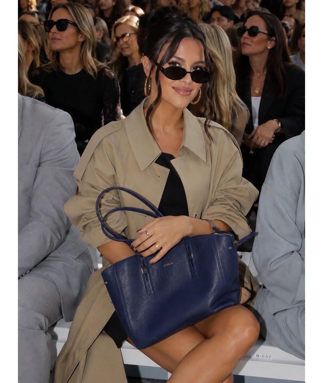 FURLA Темно-синяя кожаная сумка тоут, фото 8