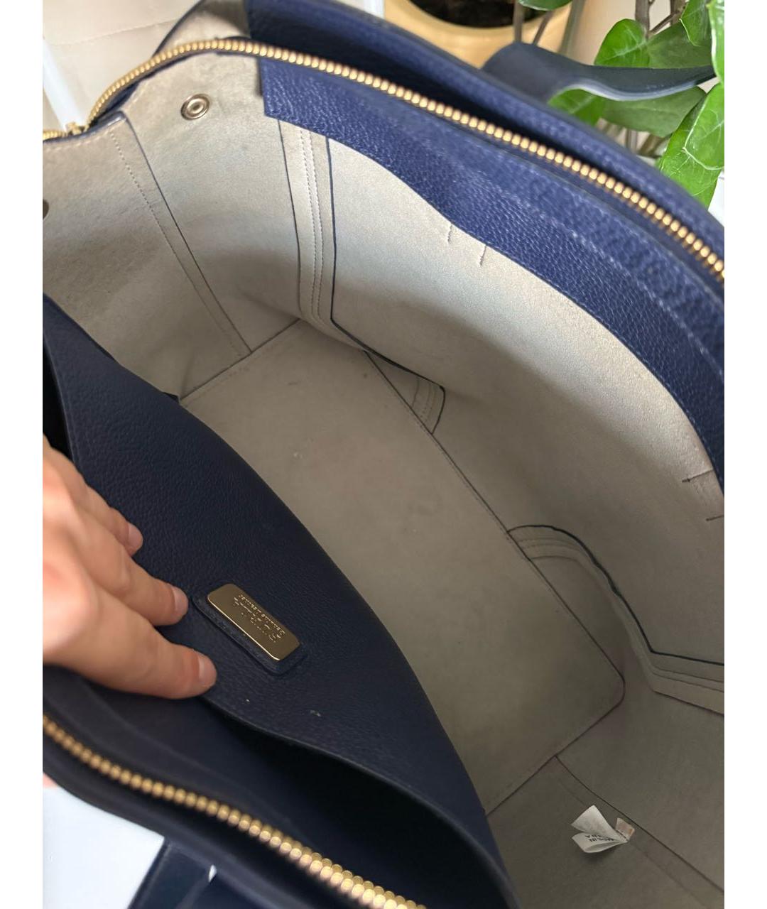 FURLA Темно-синяя кожаная сумка тоут, фото 6