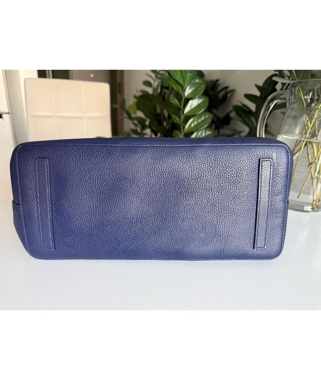 FURLA Темно-синяя кожаная сумка тоут, фото 3