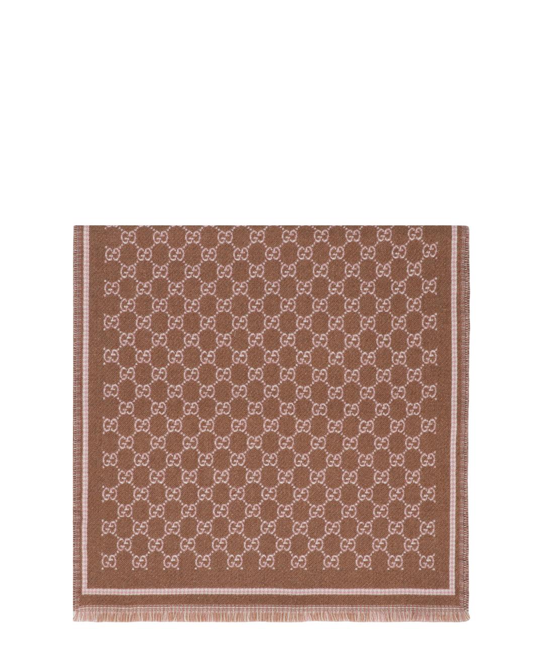 GUCCI Коричневый шерстяной шарф, фото 1