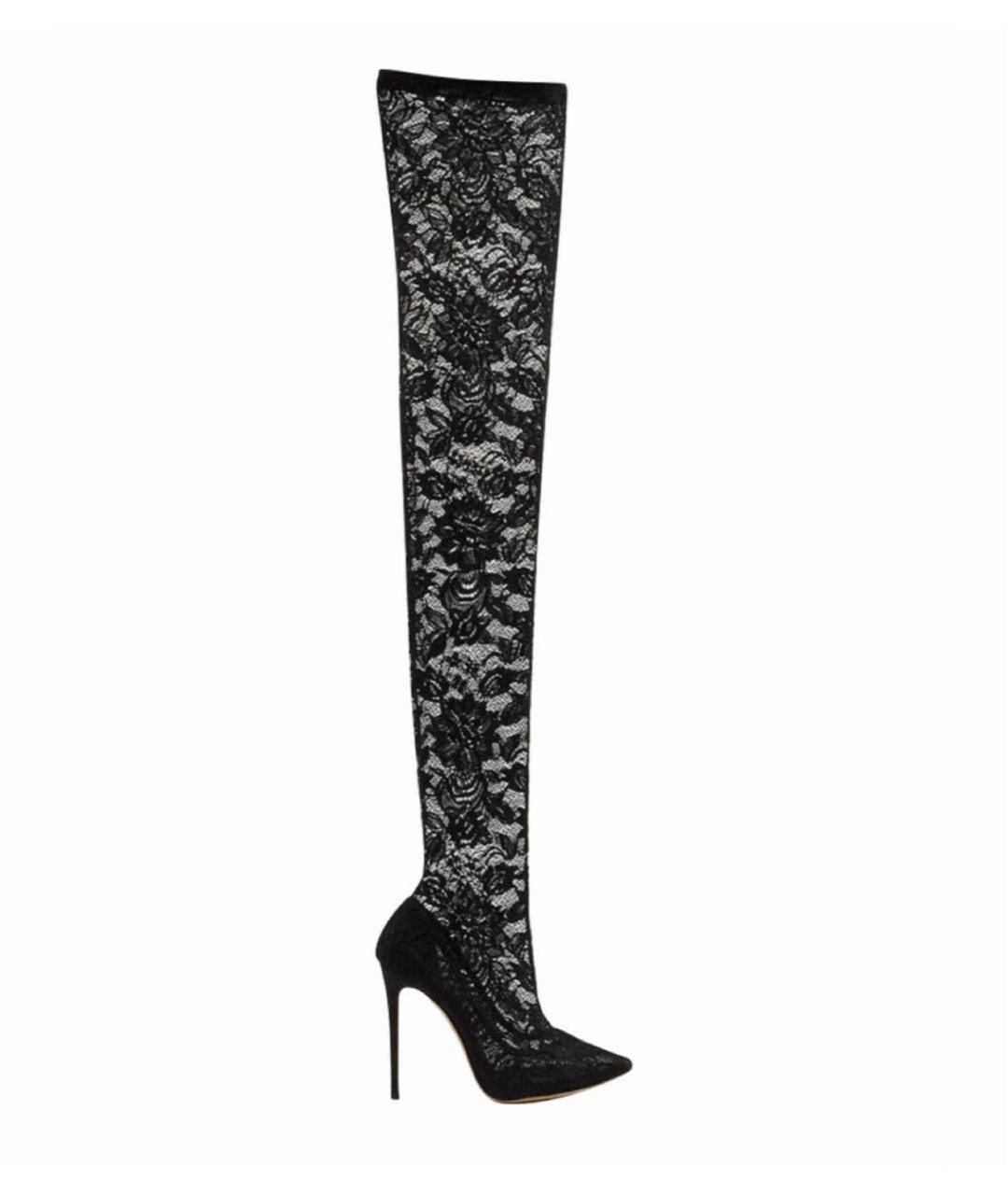 DOLCE&GABBANA Черные текстильные ботфорты, фото 5