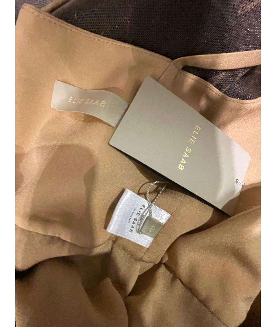 ELIE SAAB Коричневая шелковая юбка миди, фото 3