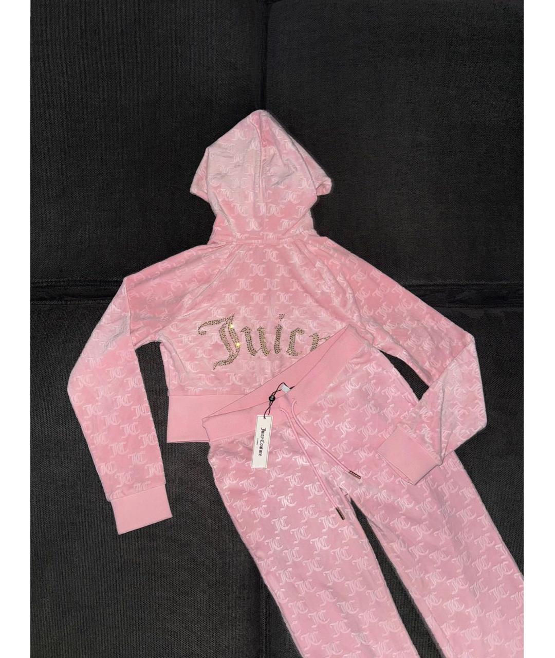 JUICY COUTURE Розовый велюровый костюм с брюками, фото 3