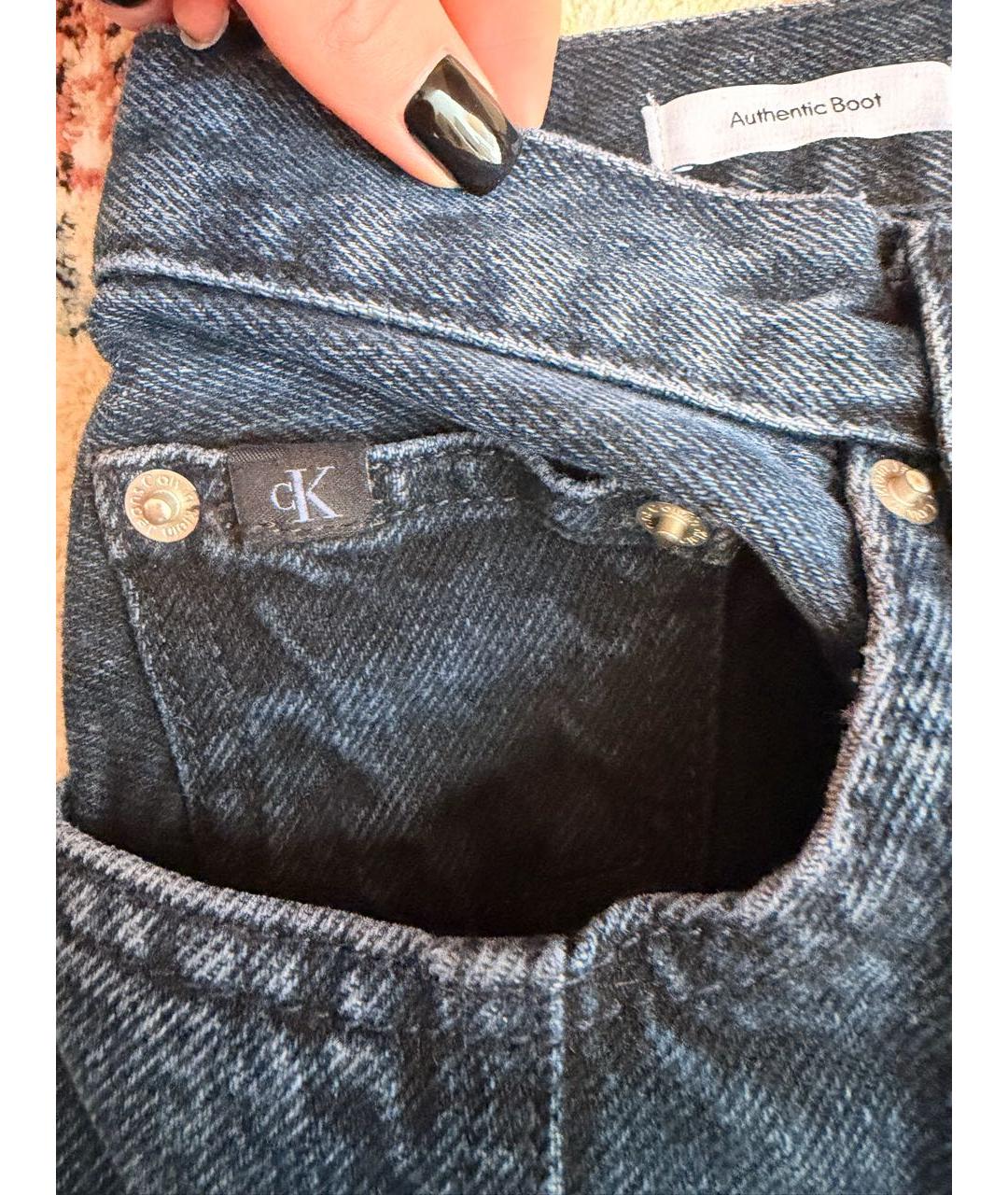 CALVIN KLEIN Темно-синие хлопковые джинсы клеш, фото 4