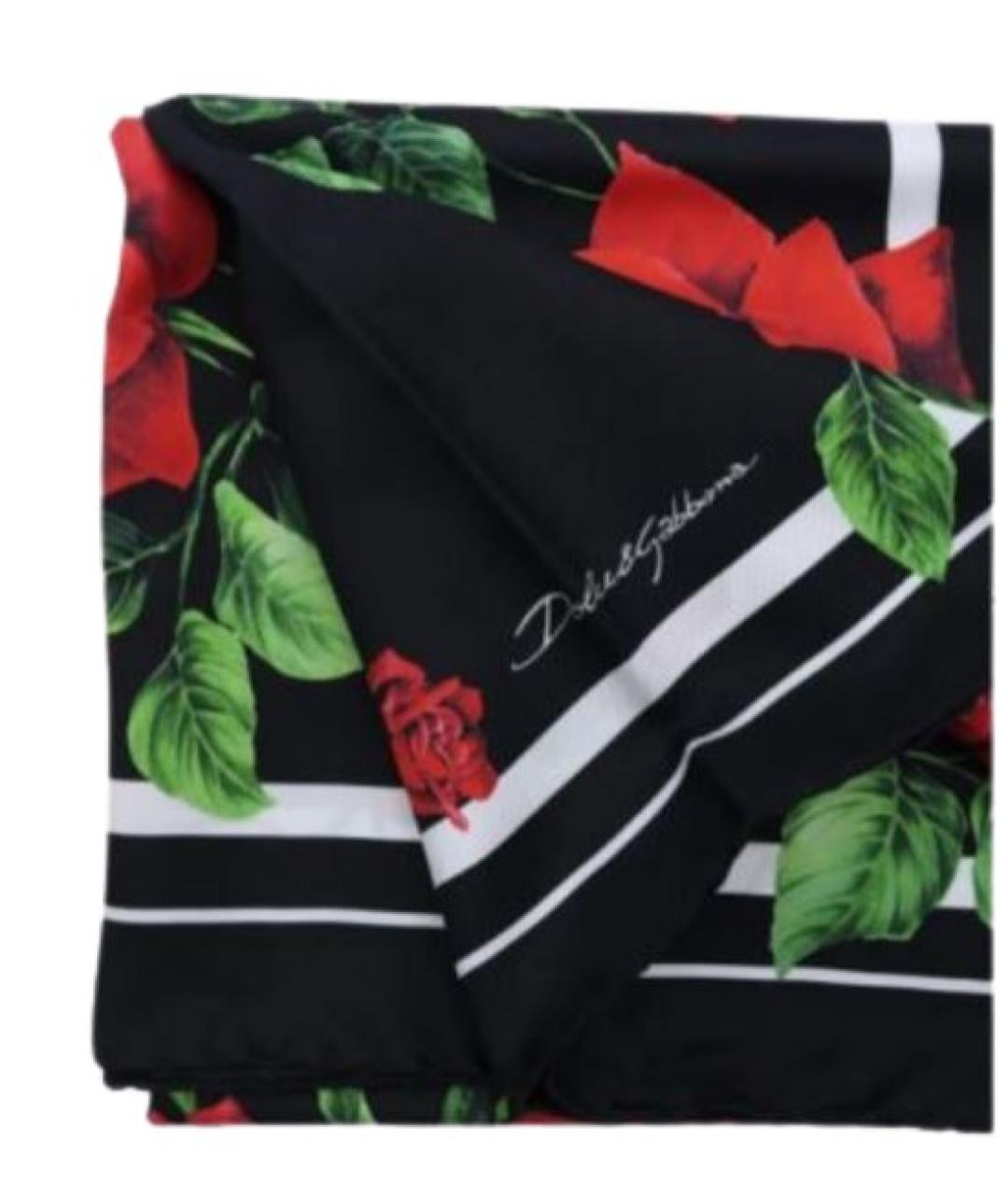 DOLCE&GABBANA Черный шелковый платок, фото 2