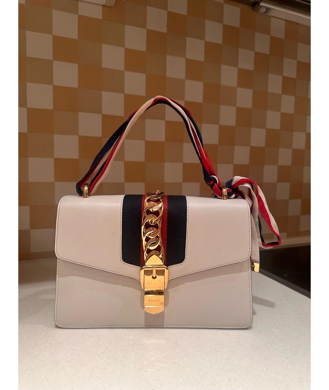 GUCCI Белая кожаная сумка через плечо, фото 3