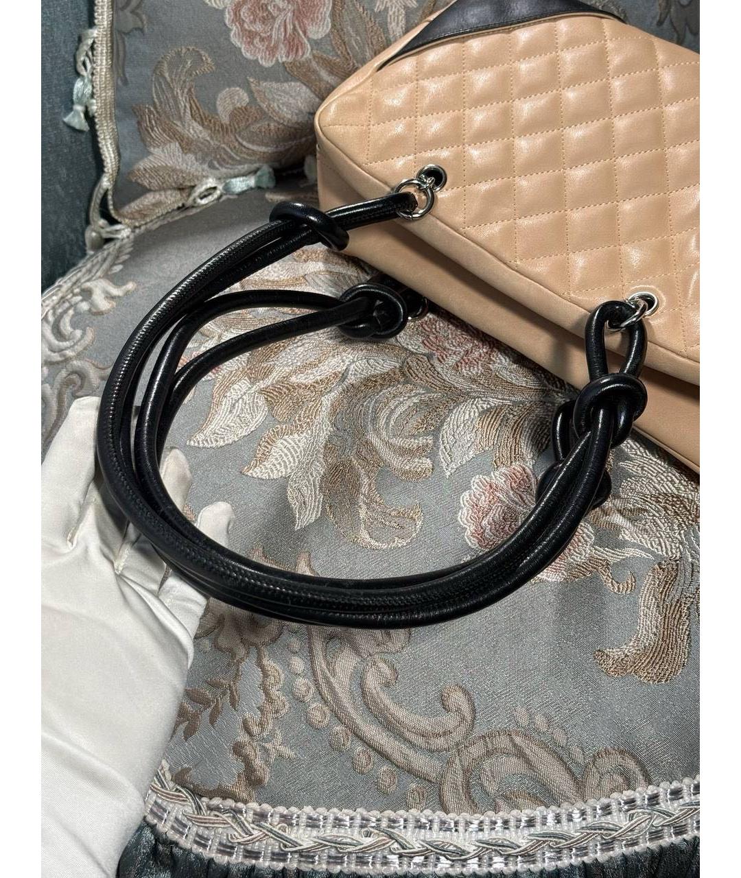 CHANEL Бежевая кожаная сумка с короткими ручками, фото 8