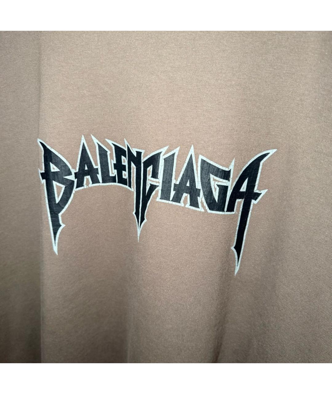 BALENCIAGA Коричневая хлопковая футболка, фото 3