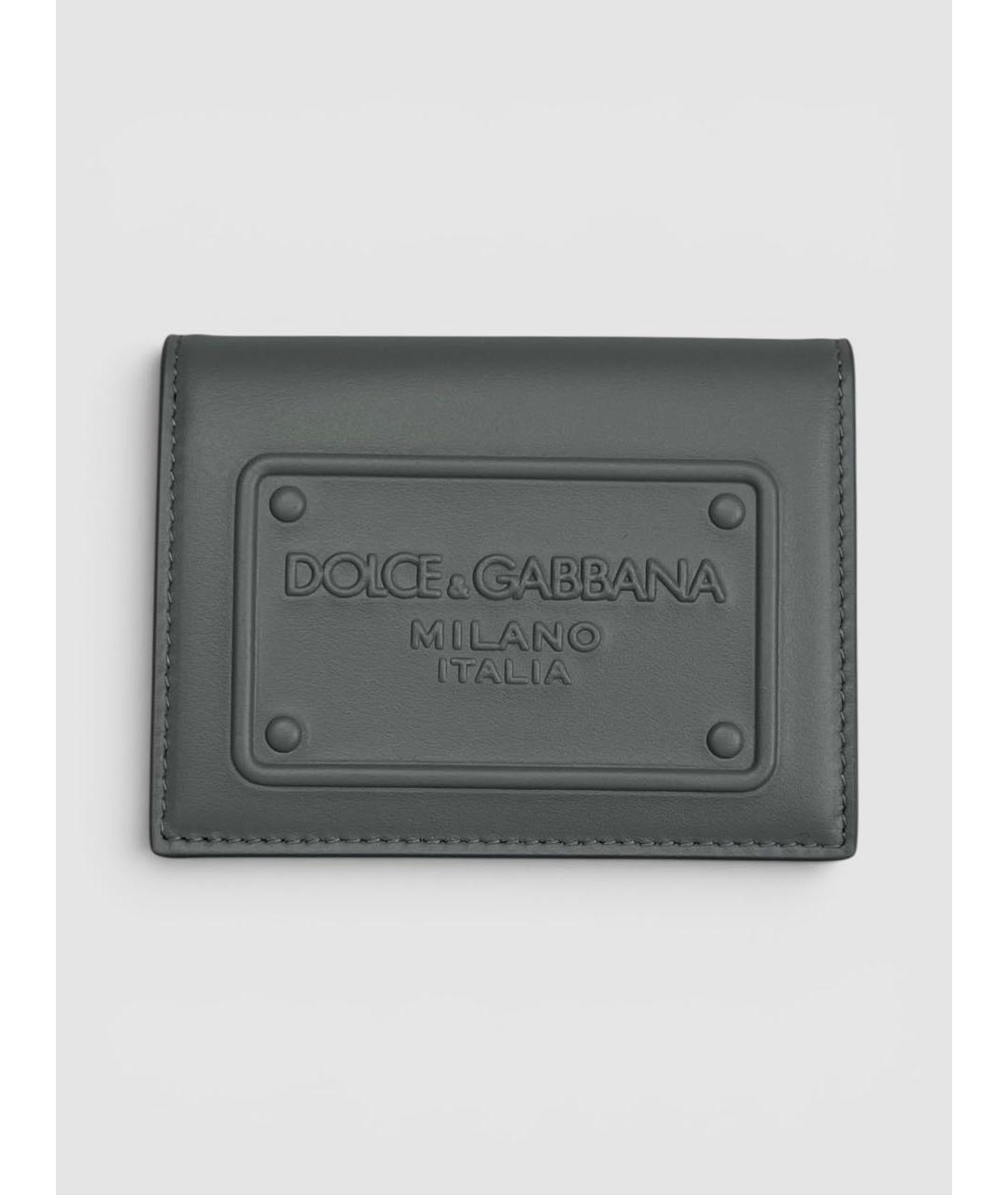 DOLCE&GABBANA Серый кожаный кошелек, фото 6