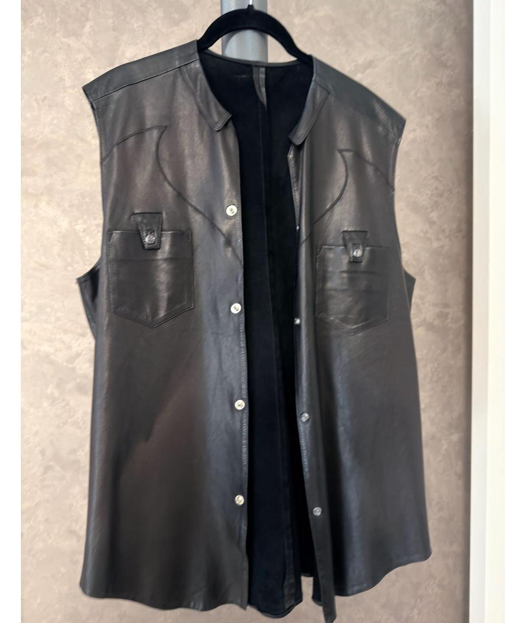 CHROME HEARTS Черный кожаный жилет, фото 4