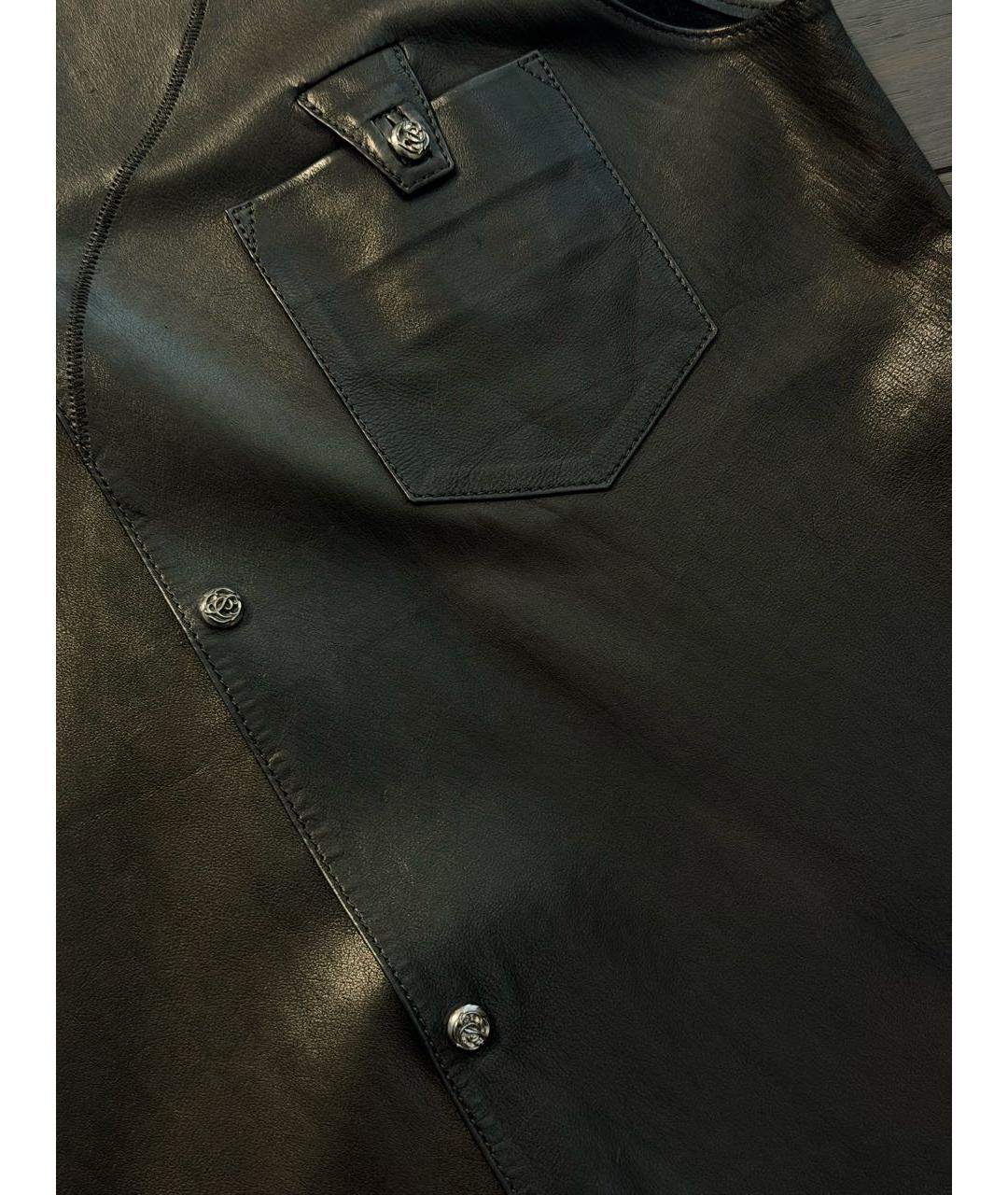 CHROME HEARTS Черный кожаный жилет, фото 3