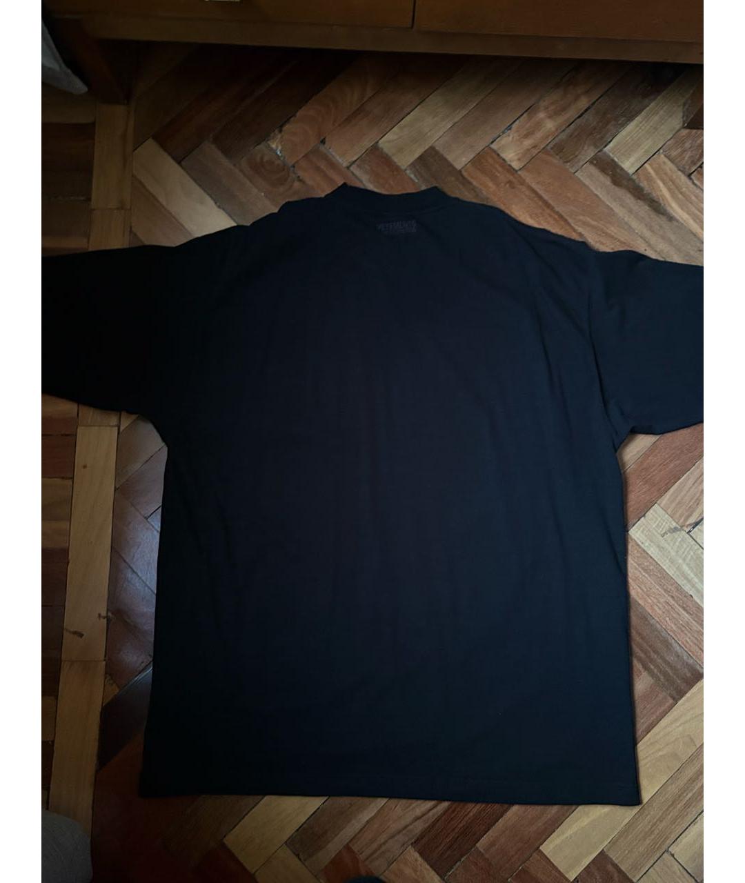 VETEMENTS Черная хлопковая футболка, фото 2