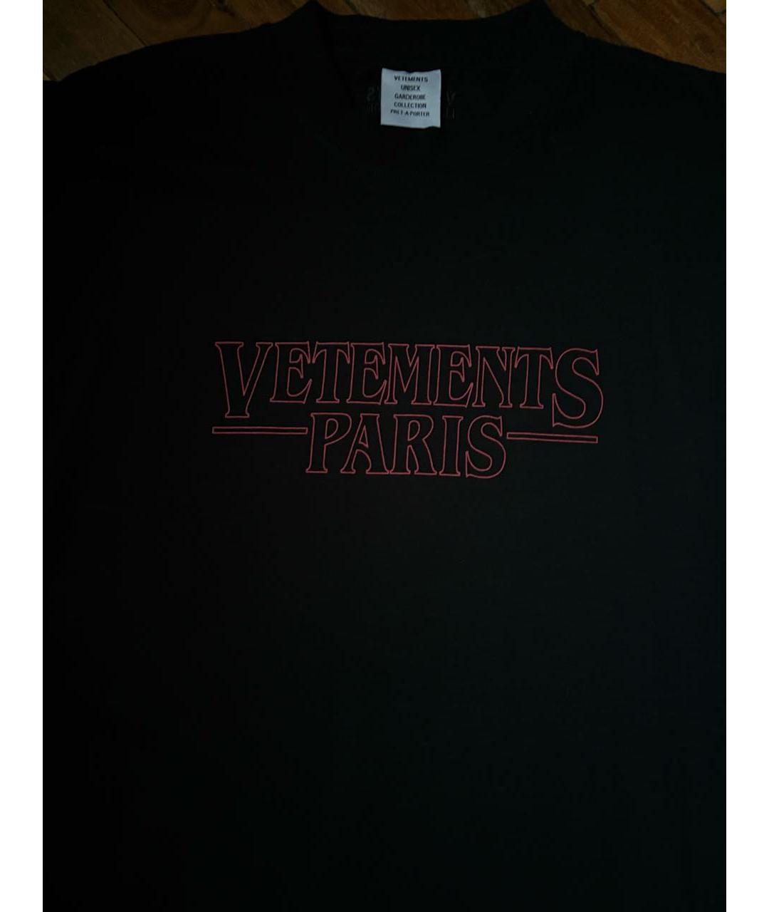 VETEMENTS Черная хлопковая футболка, фото 3