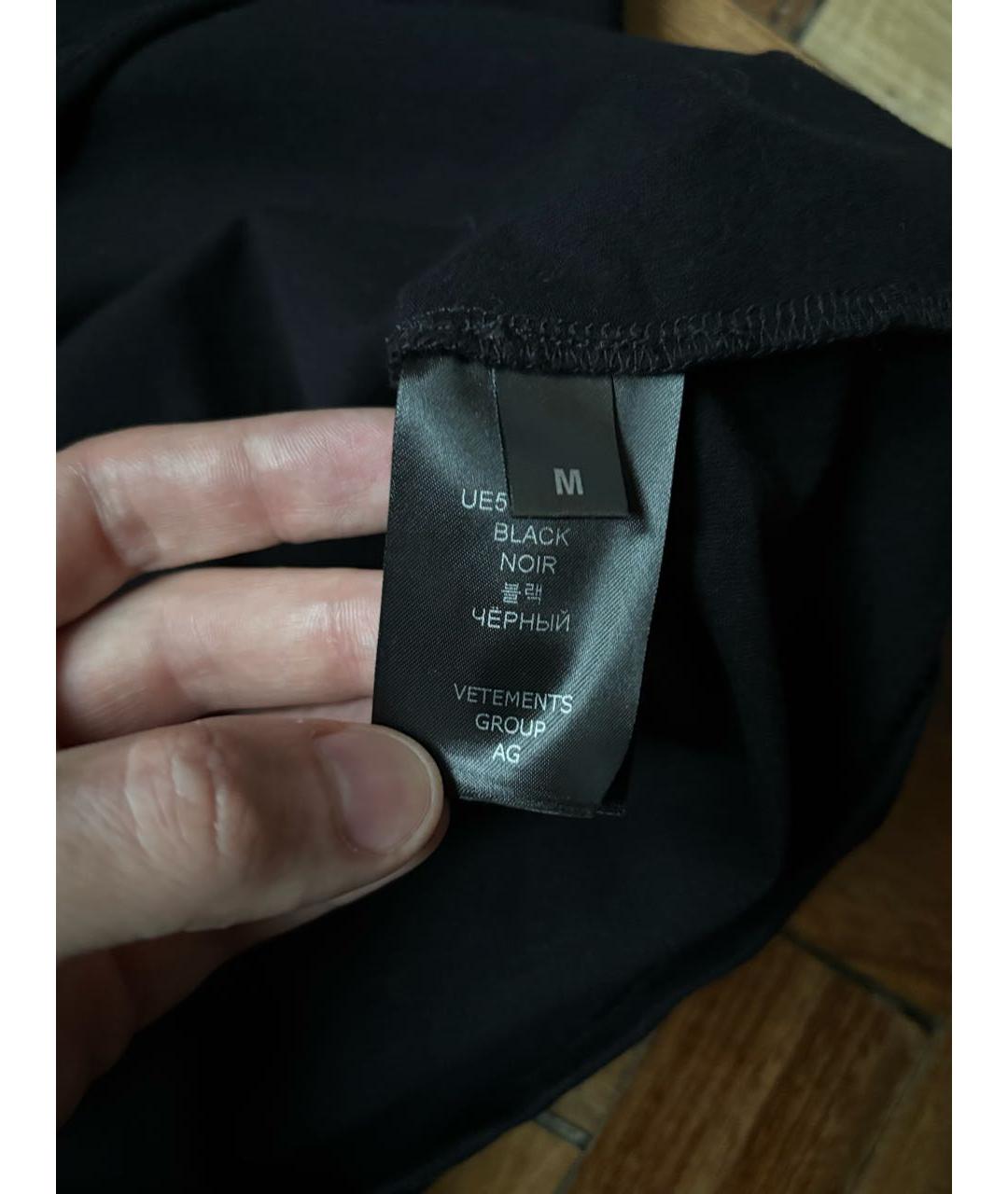 VETEMENTS Черная хлопковая футболка, фото 4