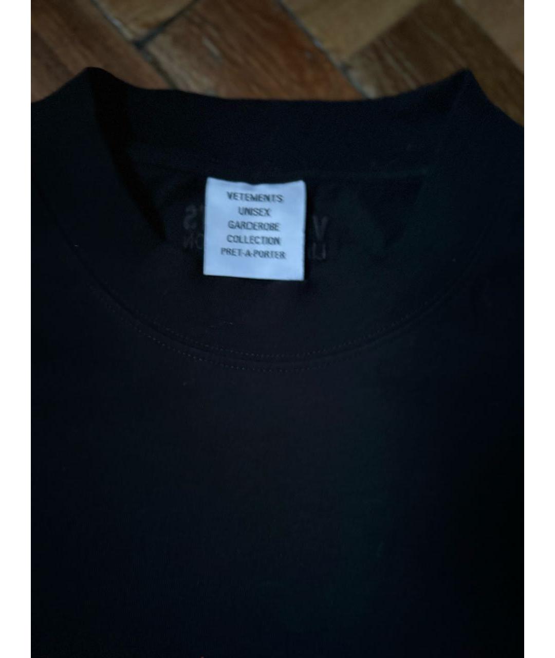 VETEMENTS Черная хлопковая футболка, фото 5