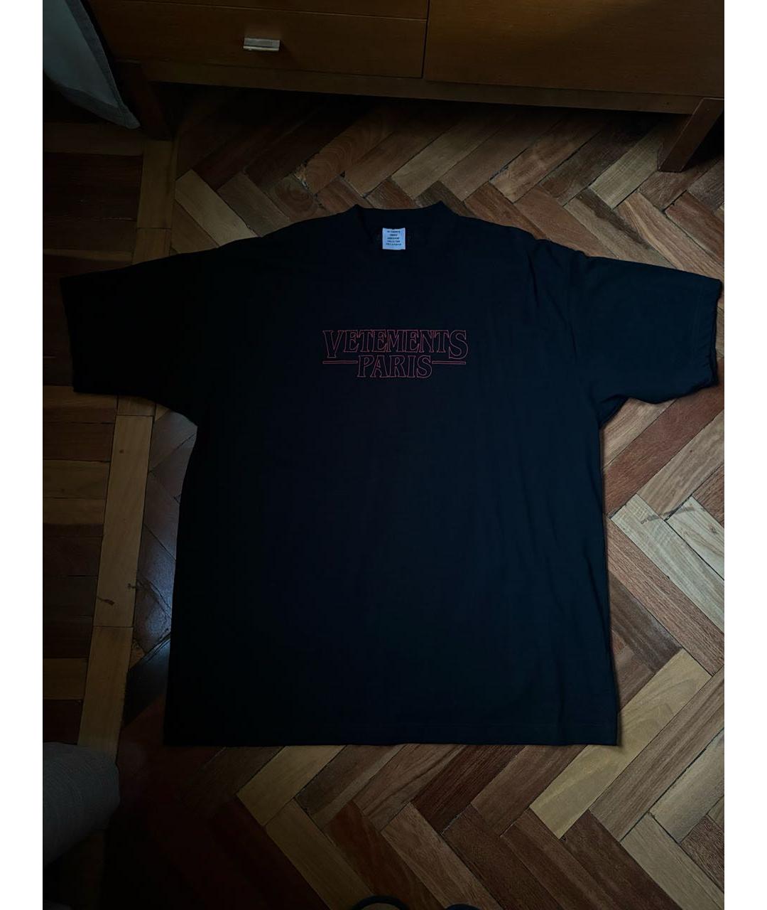 VETEMENTS Черная хлопковая футболка, фото 6