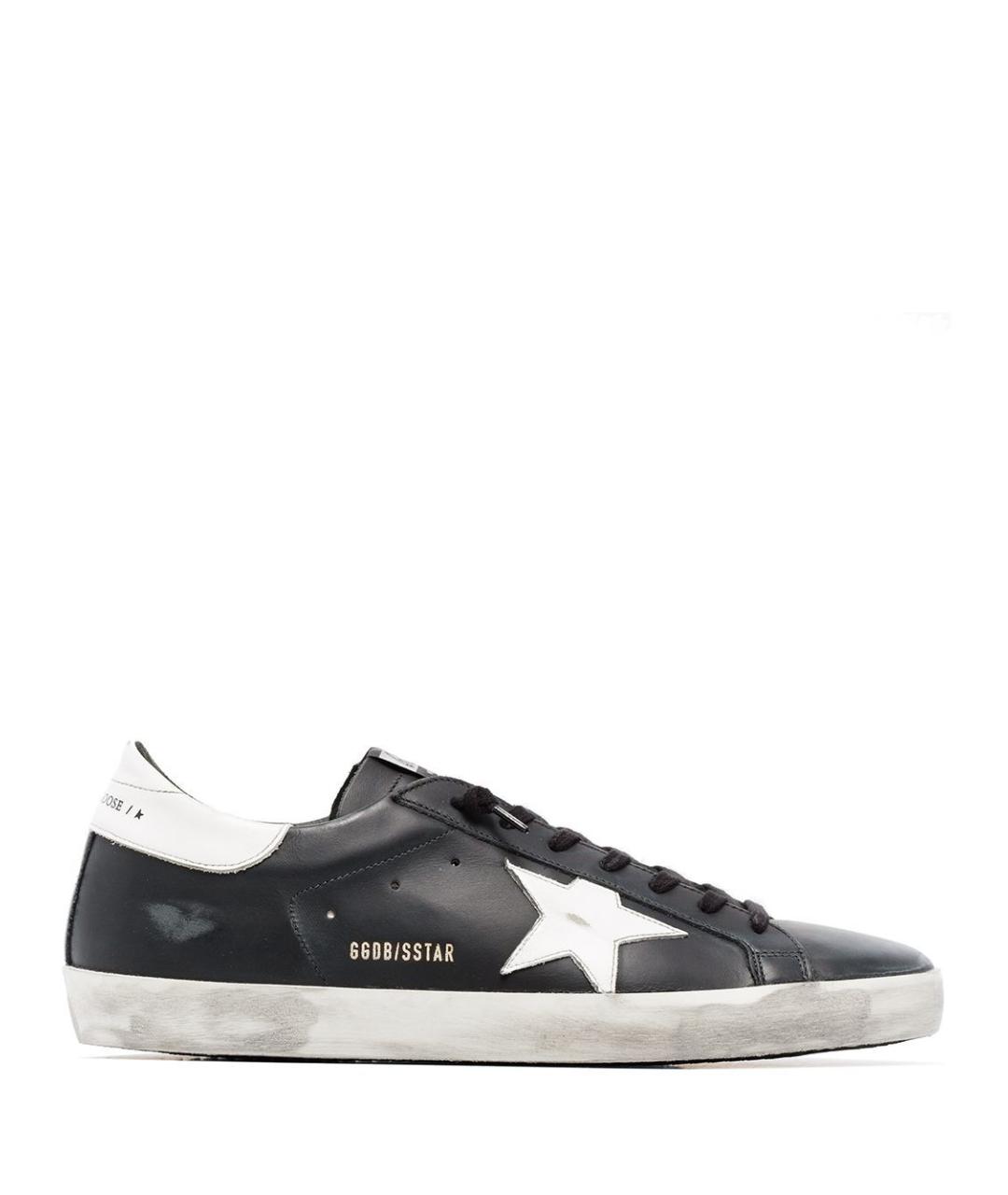 GOLDEN GOOSE Черные кожаные низкие кроссовки / кеды, фото 5
