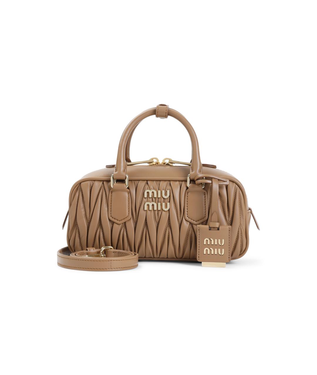 MIU MIU Бежевая кожаная сумка тоут, фото 1