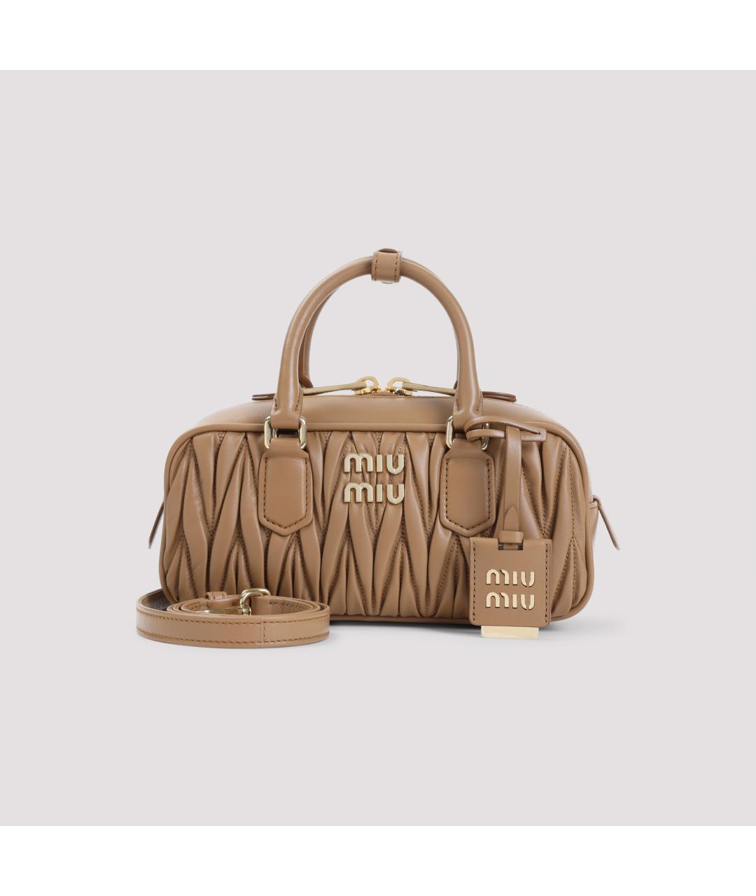 MIU MIU Бежевая кожаная сумка тоут, фото 2
