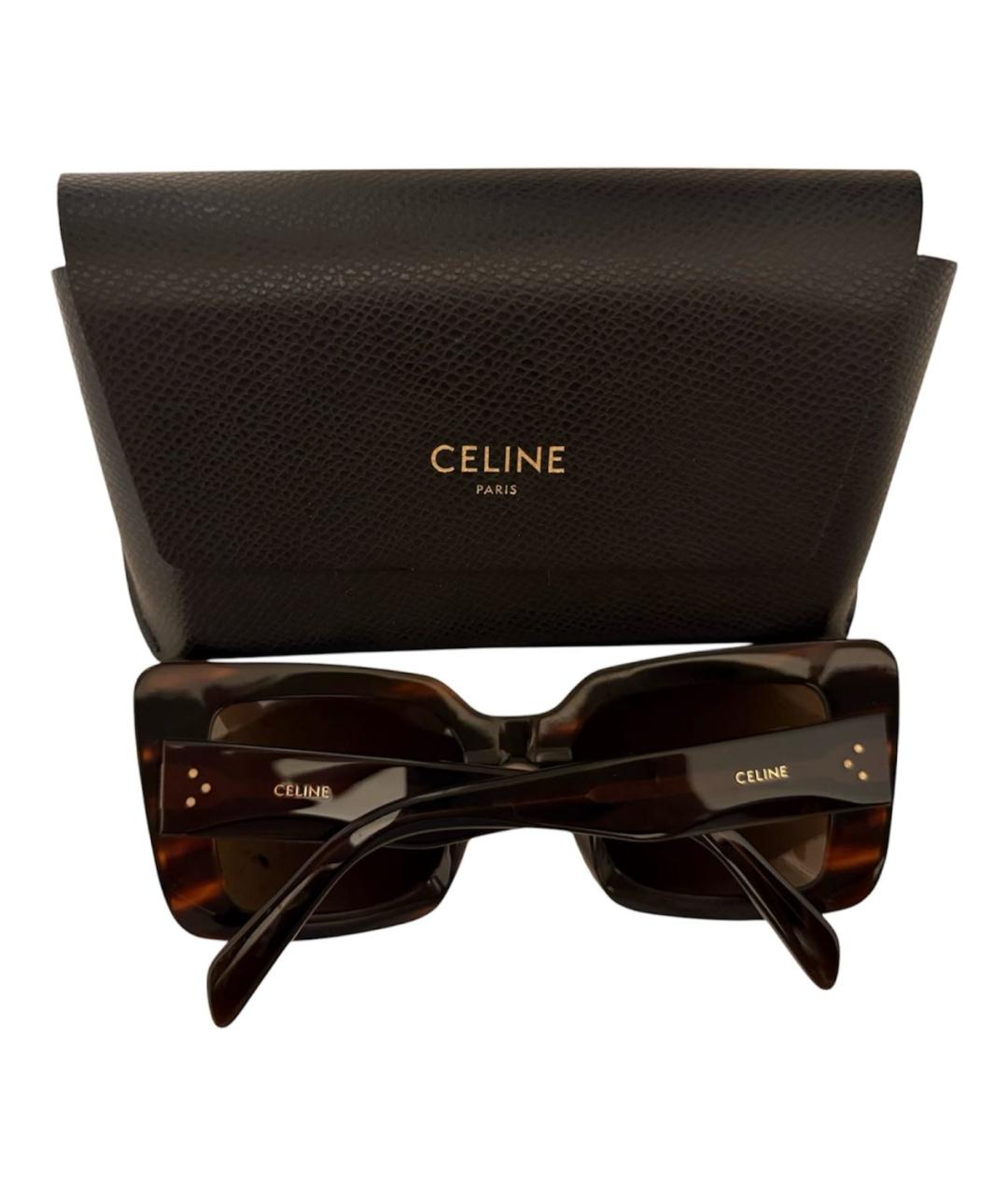 CELINE Коричневые пластиковые солнцезащитные очки, фото 2