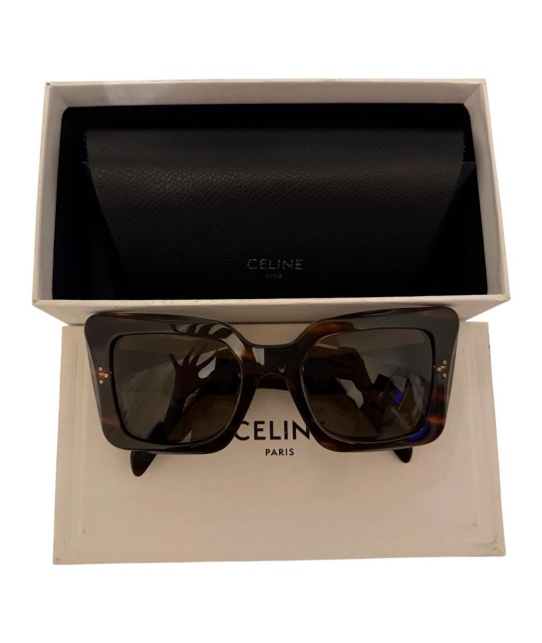 CELINE Коричневые пластиковые солнцезащитные очки, фото 3