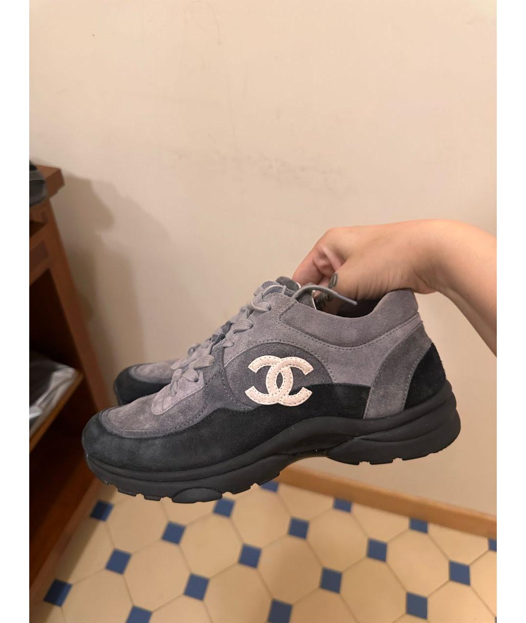 CHANEL Антрацитовые кроссовки, фото 6