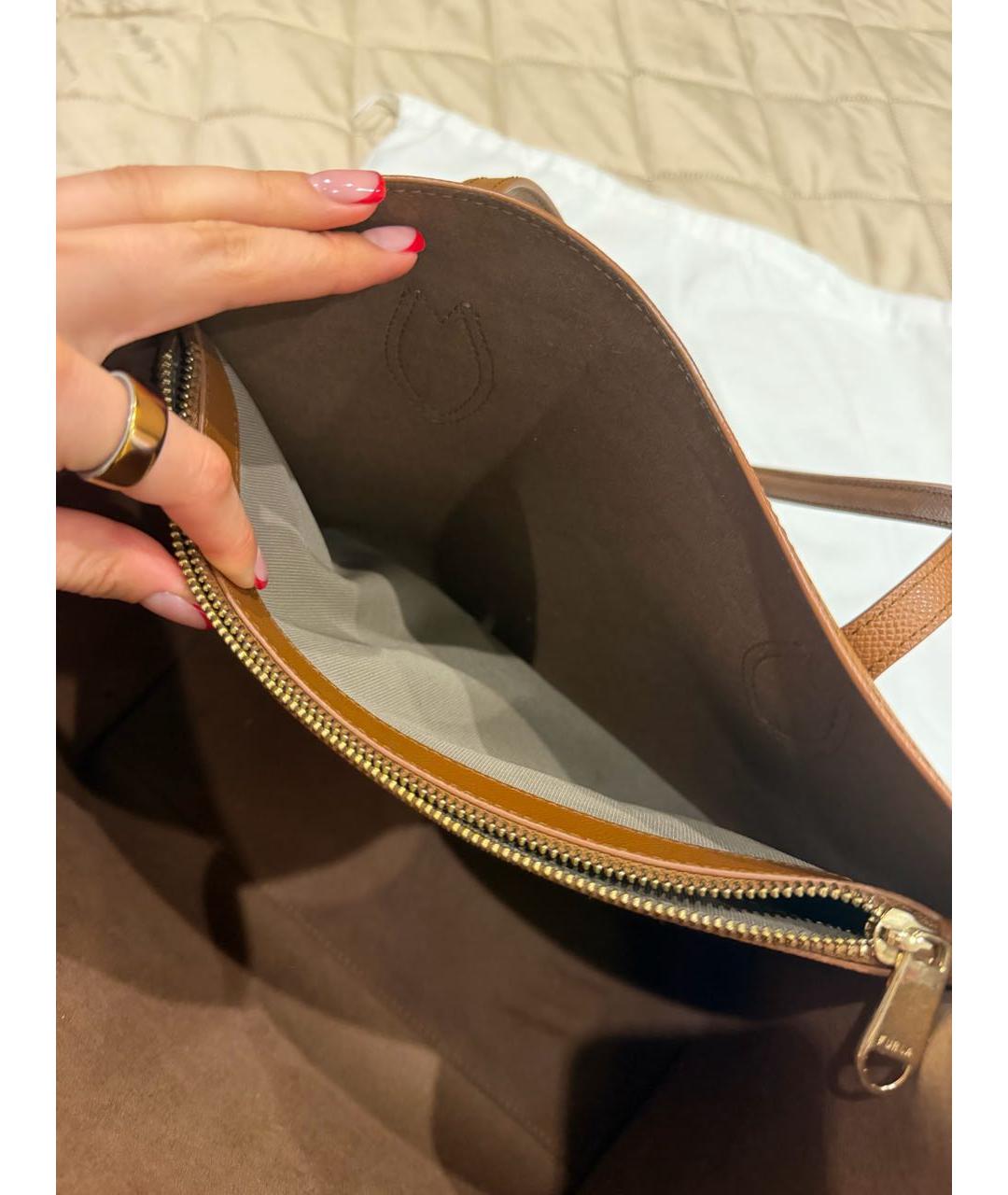 FURLA Коричневая кожаная сумка тоут, фото 7