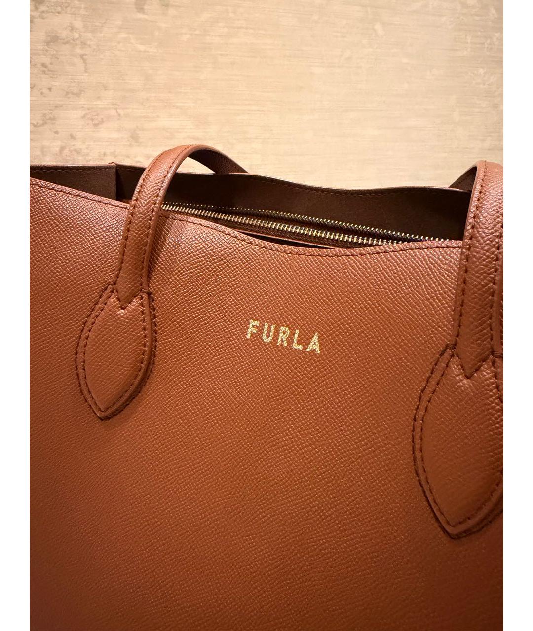 FURLA Коричневая кожаная сумка тоут, фото 5