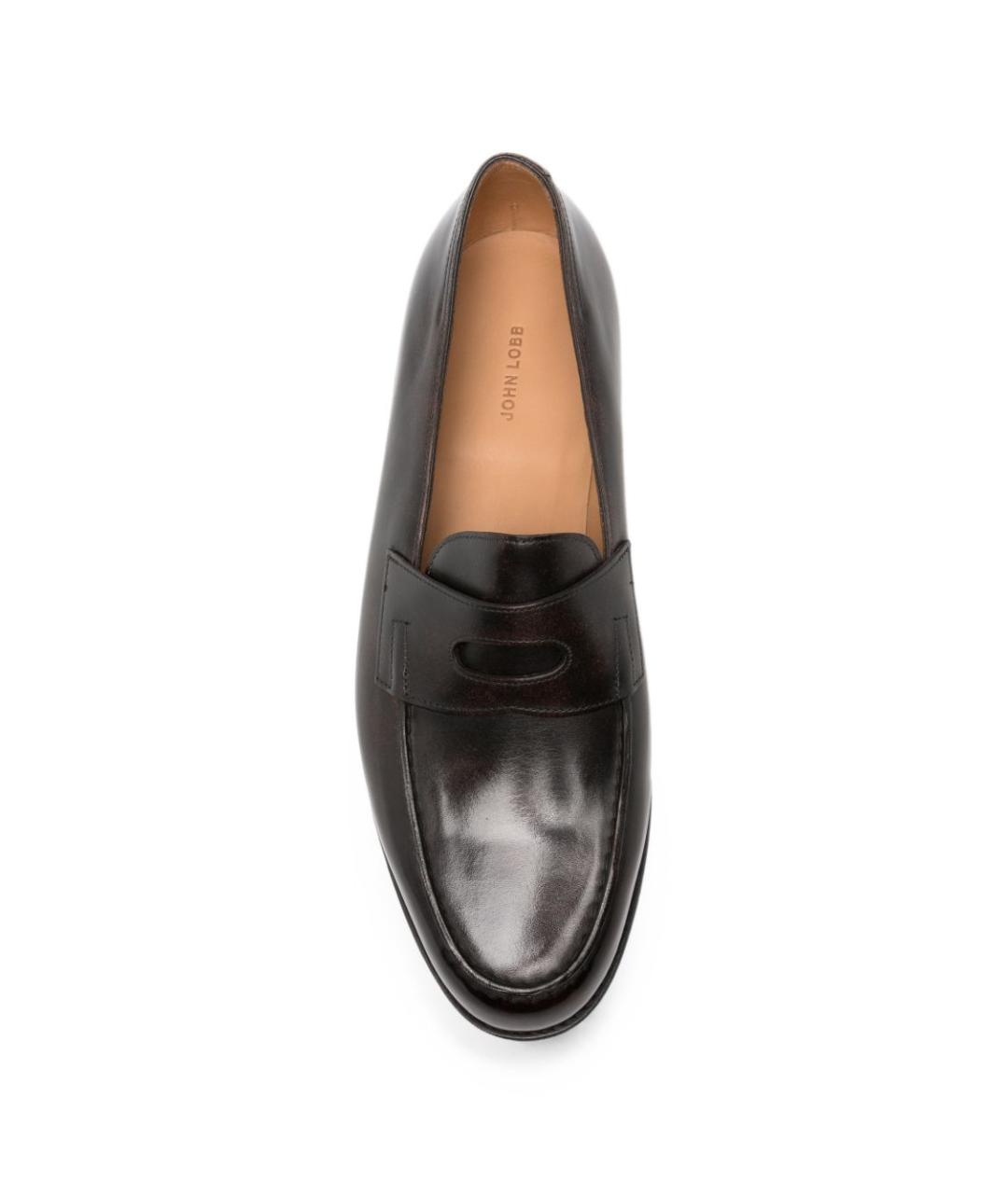 JOHN LOBB Коричневые кожаные лоферы, фото 3