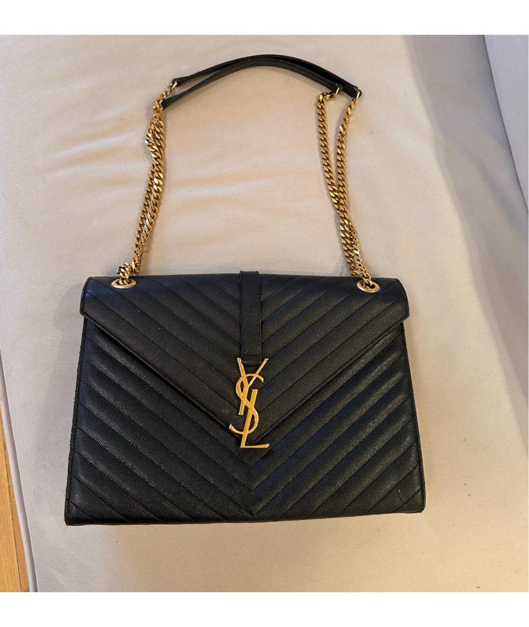 SAINT LAURENT Черная кожаная сумка через плечо, фото 2