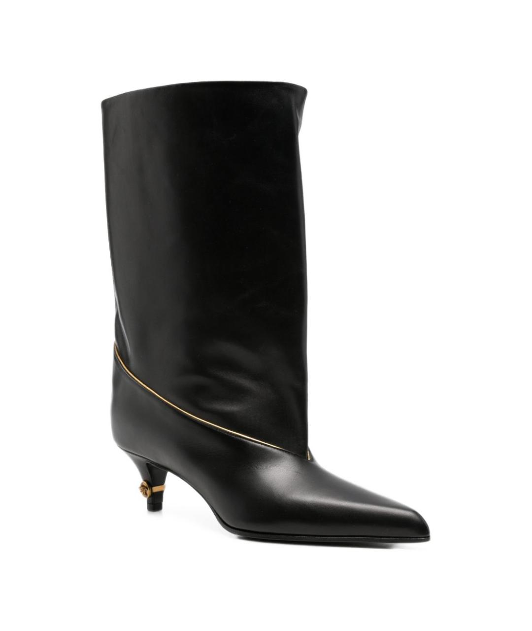 VERSACE Черные кожаные сапоги, фото 4