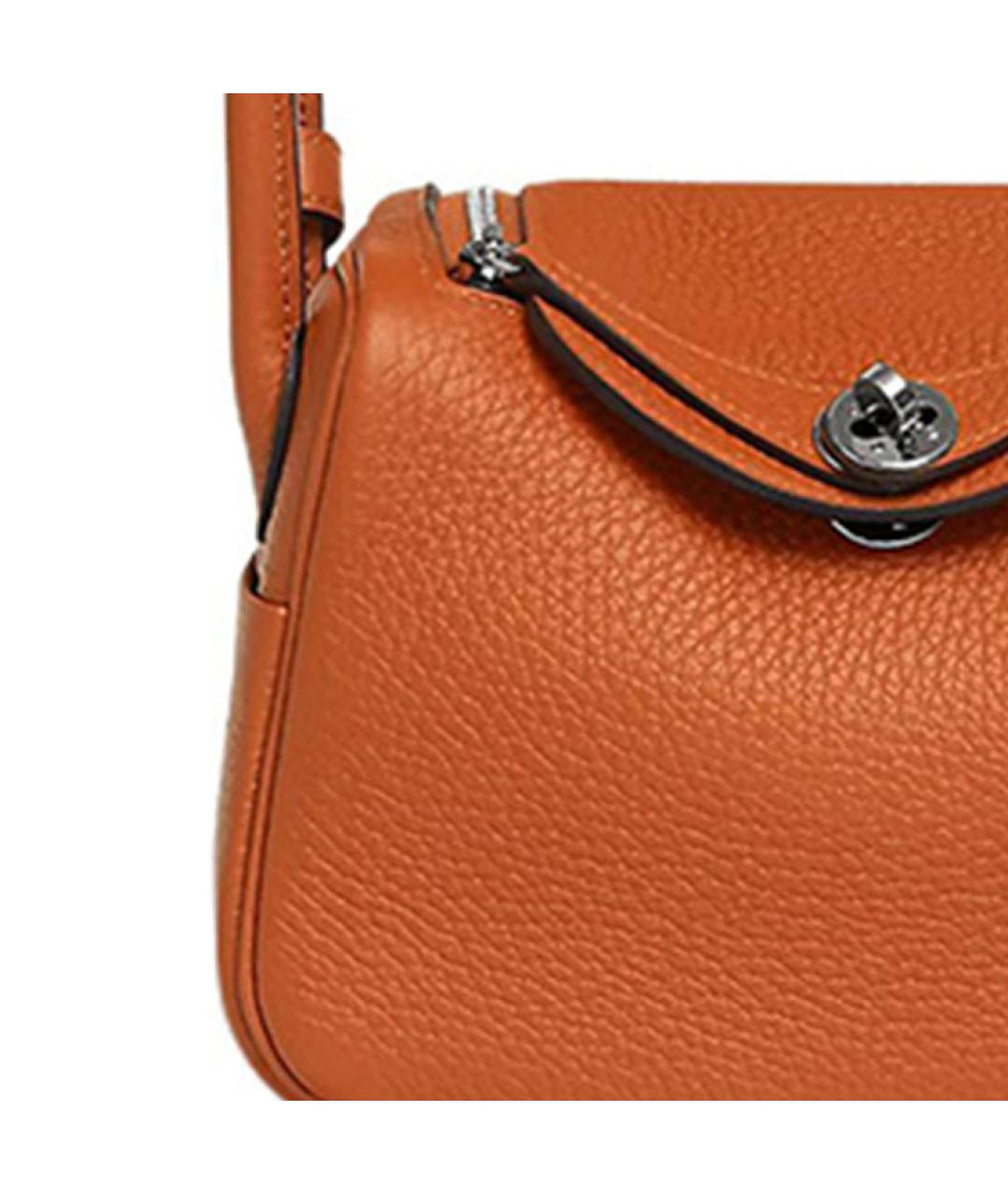 HERMES Оранжевая кожаная сумка через плечо, фото 5