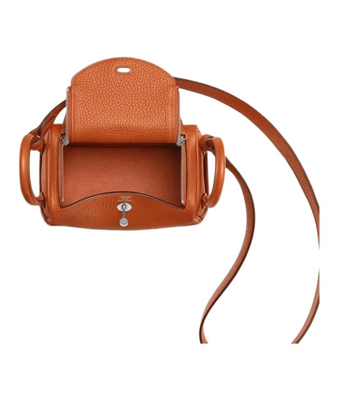 HERMES Оранжевая кожаная сумка через плечо, фото 3