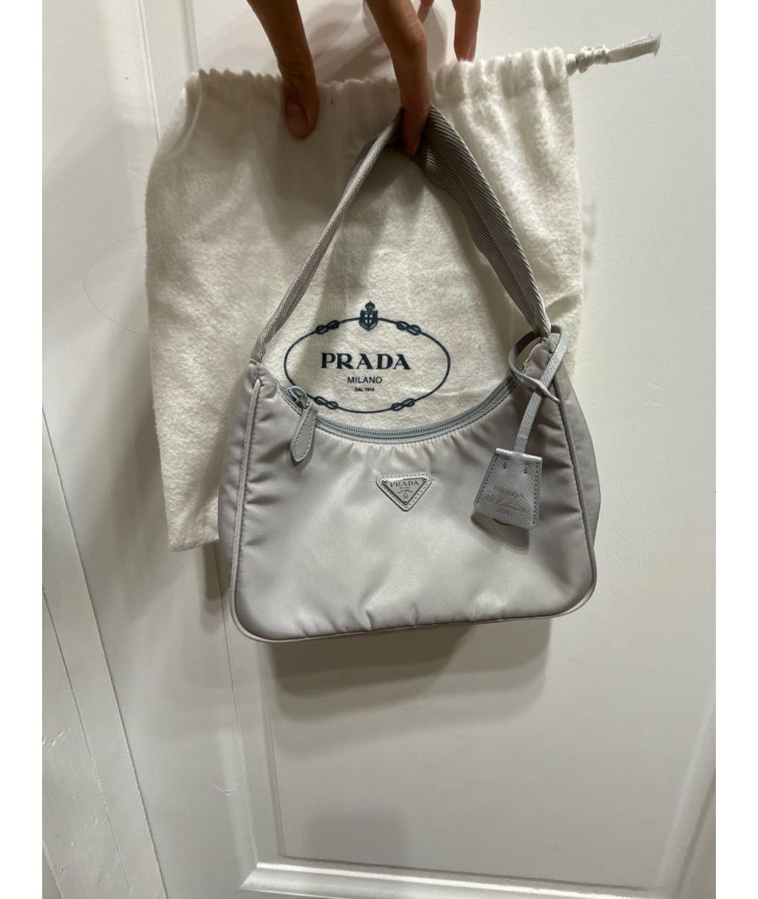 PRADA Голубая нейлоновая сумка с короткими ручками, фото 8
