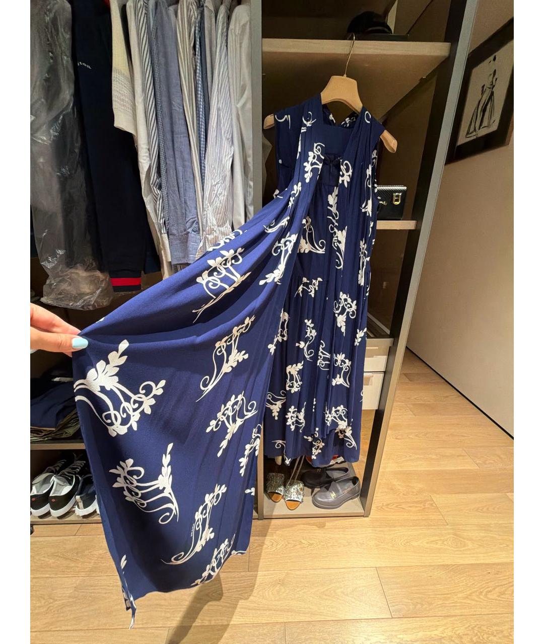 PRADA Синее вискозное коктейльное платье, фото 4