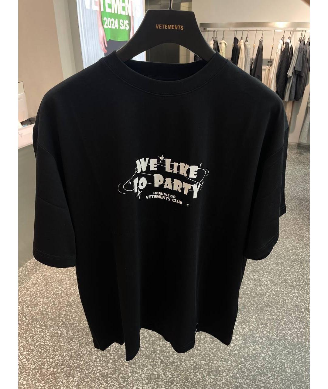 VETEMENTS Черная хлопковая футболка, фото 6