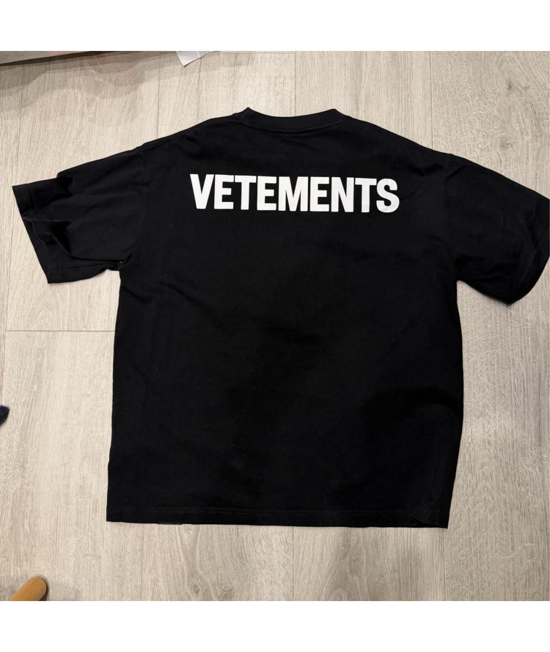 VETEMENTS Черная хлопковая футболка, фото 2
