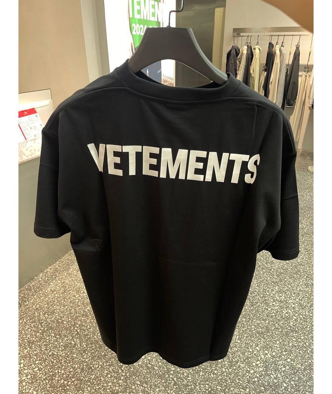 VETEMENTS Черная хлопковая футболка, фото 7