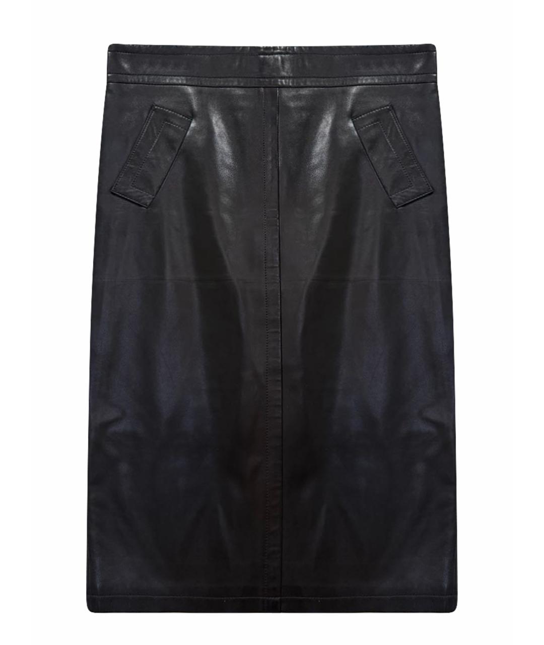 TOM FORD Черная кожаная юбка миди, фото 1