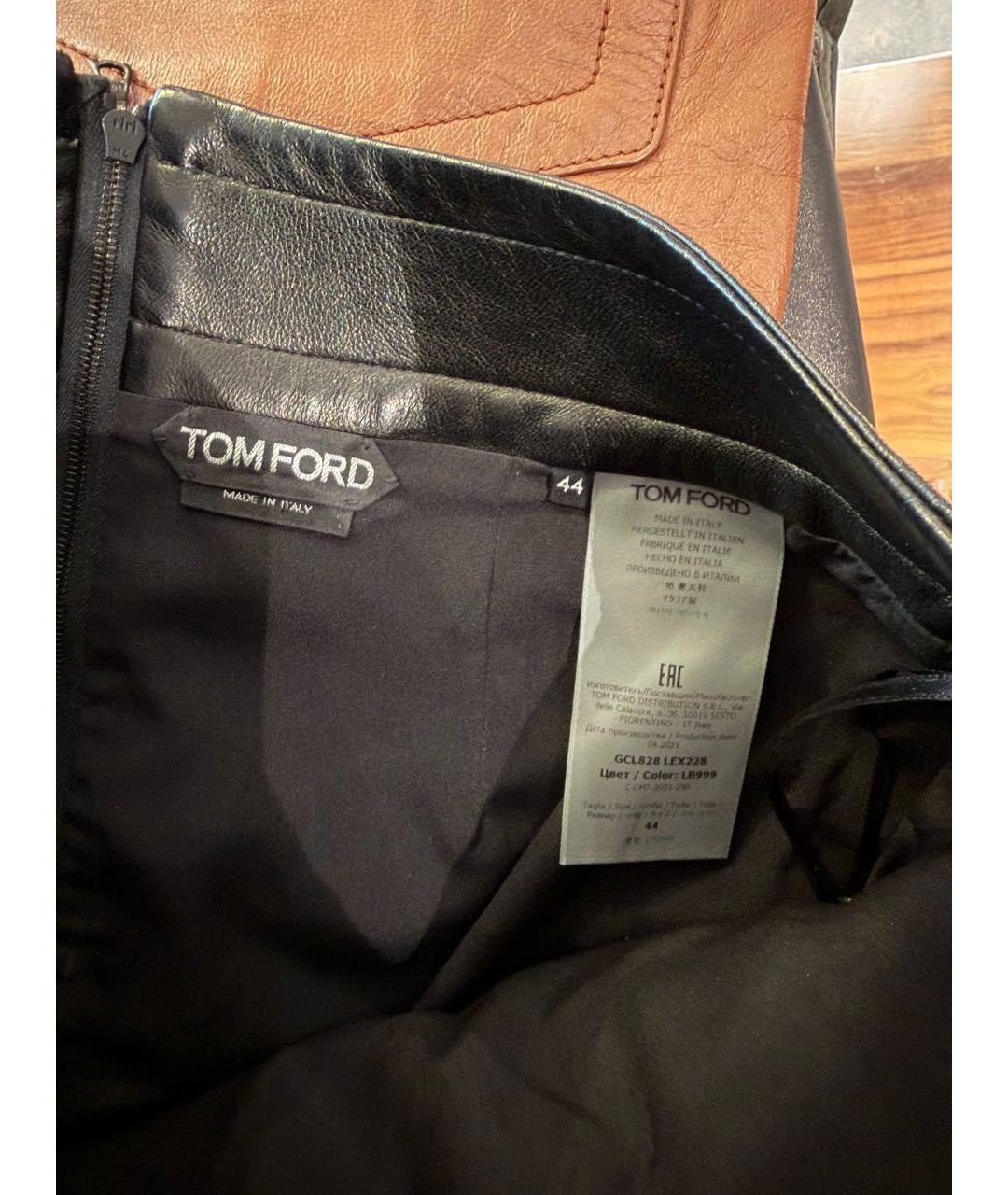TOM FORD Черная кожаная юбка миди, фото 5