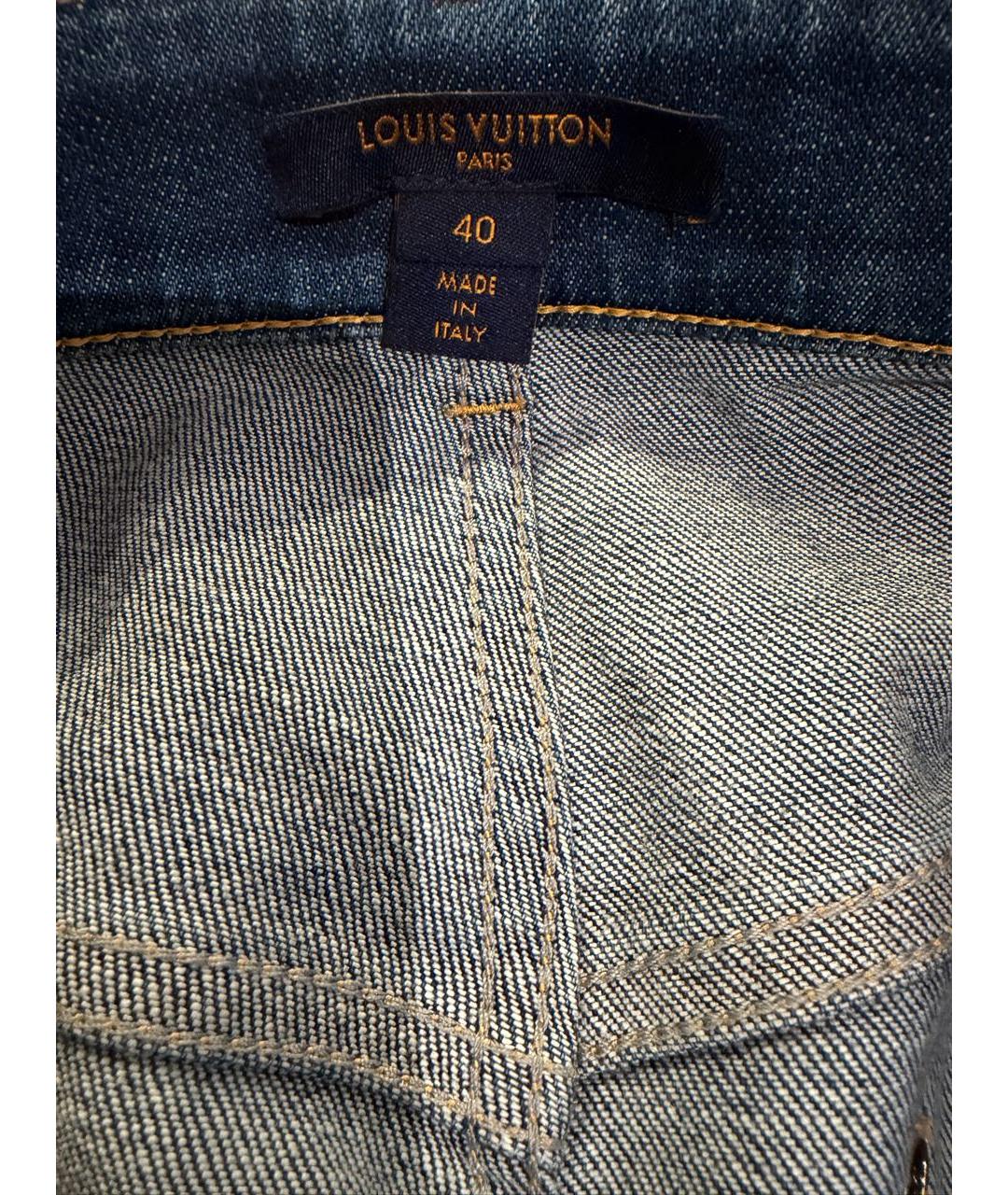 LOUIS VUITTON Темно-синие хлопко-эластановые прямые джинсы, фото 5
