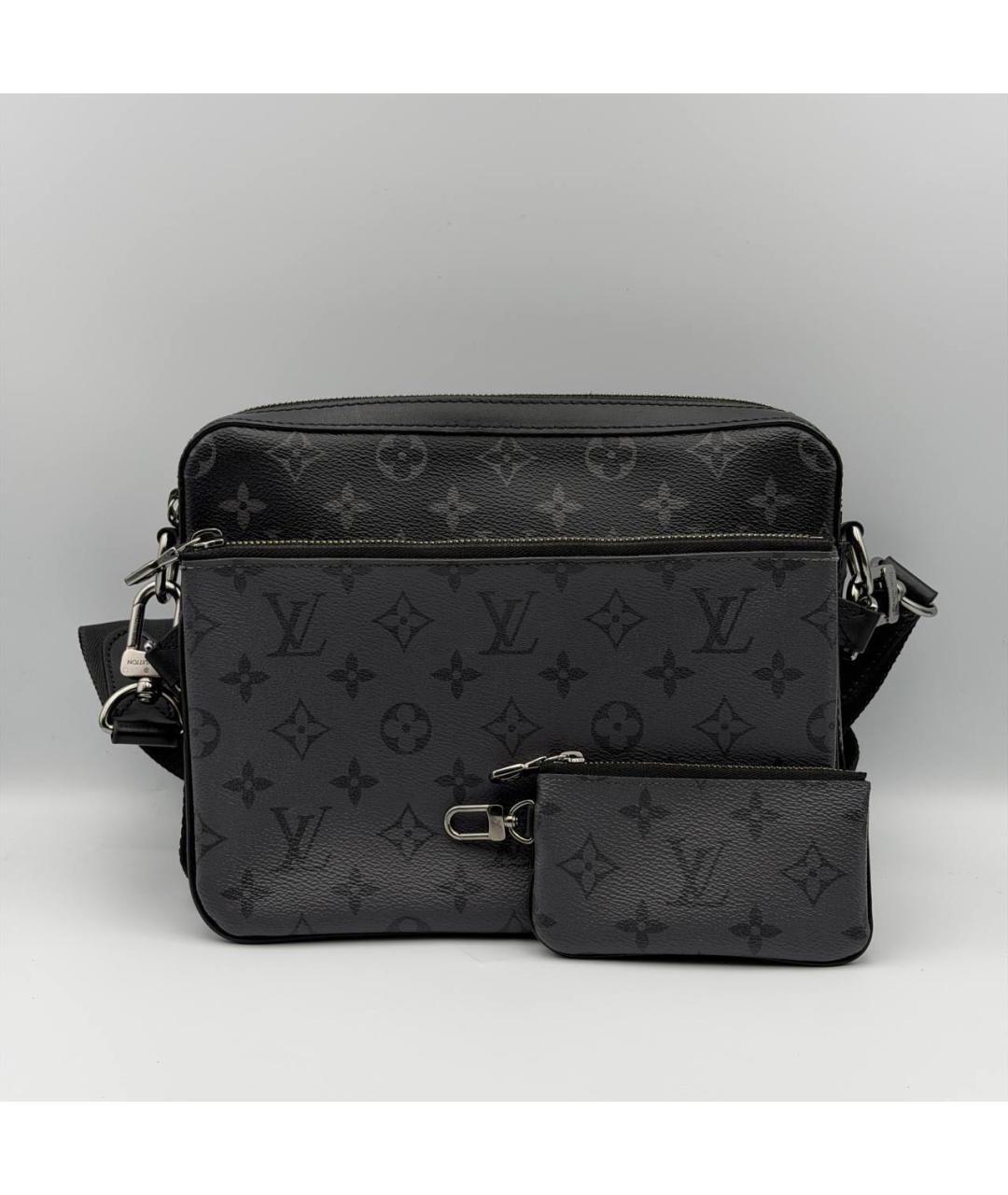 LOUIS VUITTON Антрацитовая сумка на плечо из канвы, фото 4